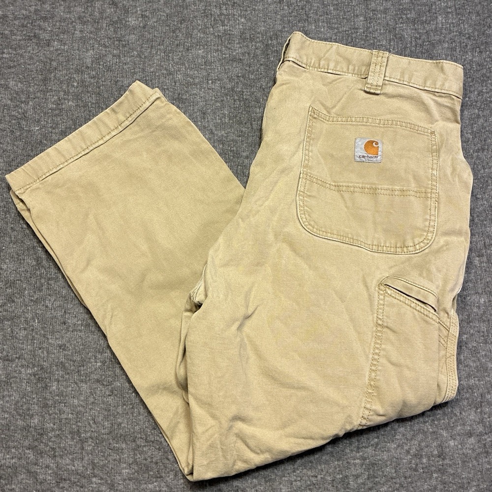 Carhartt 102291-253 Beige Relaxed Fit Rugged Flex Canvas‎ Work Trousers 38x25